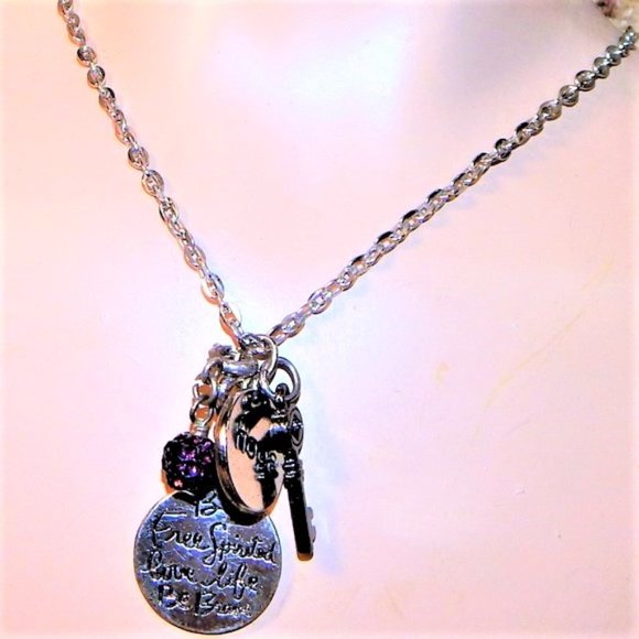 Be Free Spirited Love Life Be Brave Charm Necklace - Picture 2 of 9